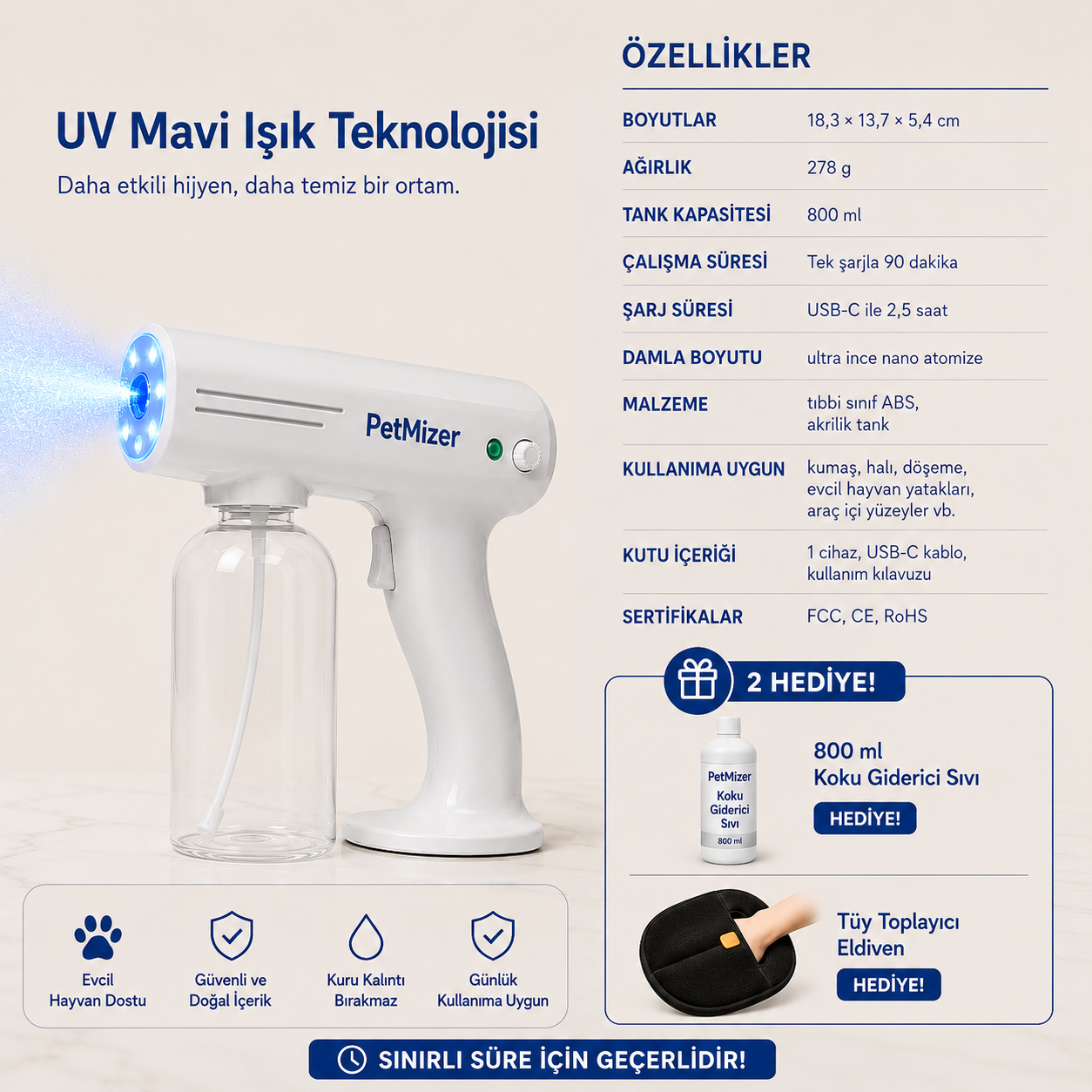 Pitmizer™ | UV Destekli Koku Giderici